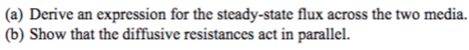 Solved Consider steady-state, one dimensional diffusion of a | Chegg.com