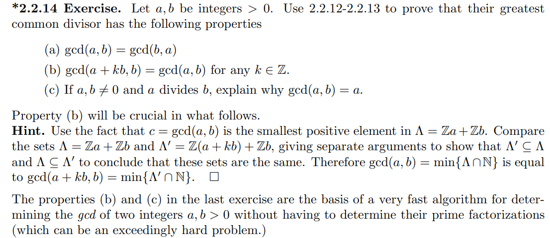 Solved *2.2.14 Exercise. Let A,b Be Integers > 0. Use | Chegg.com