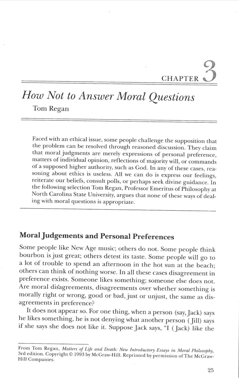 Solved In the essays, "How Not to Answer Moral Questions"