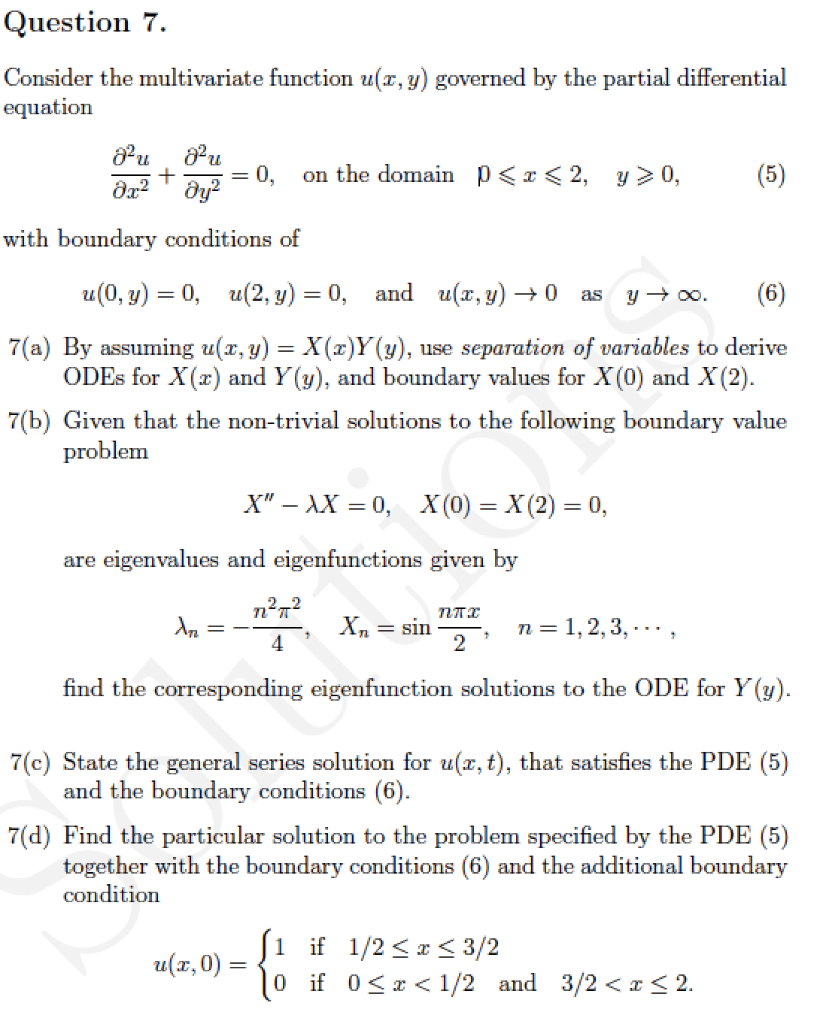 Solved Question 7 Consider The Multivariate Function U X Y