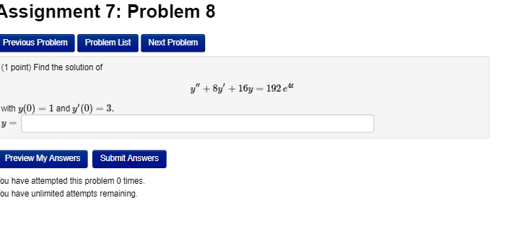 Solved Assignment 7: Problem 8 Previous Problem Problem List | Chegg.com