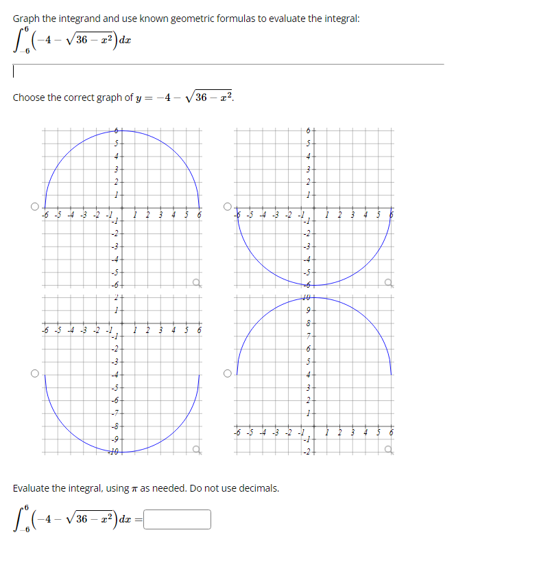Solved Graph the integrand and use known geometric formulas | Chegg.com