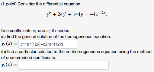 Solved (1 point) Consider the differential equation y" - 2y | Chegg.com