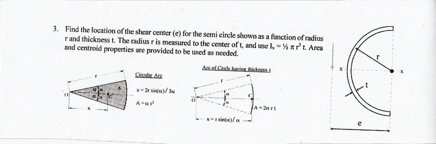 Solved 3. Find the location of the shear center (e) for the