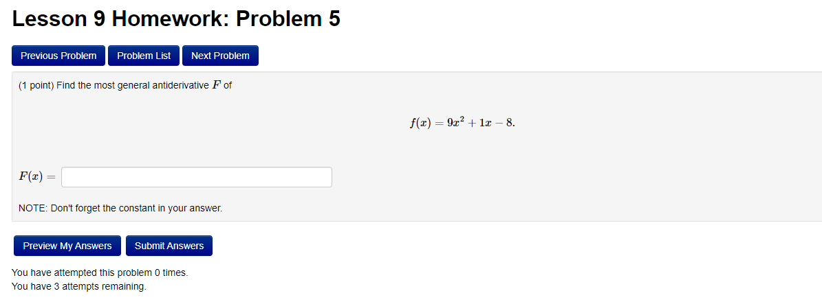 Solved Lesson 9 Homework: Problem 5 Previous Problem Problem | Chegg.com