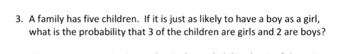 Solved A family has five children. If it is just as likely | Chegg.com