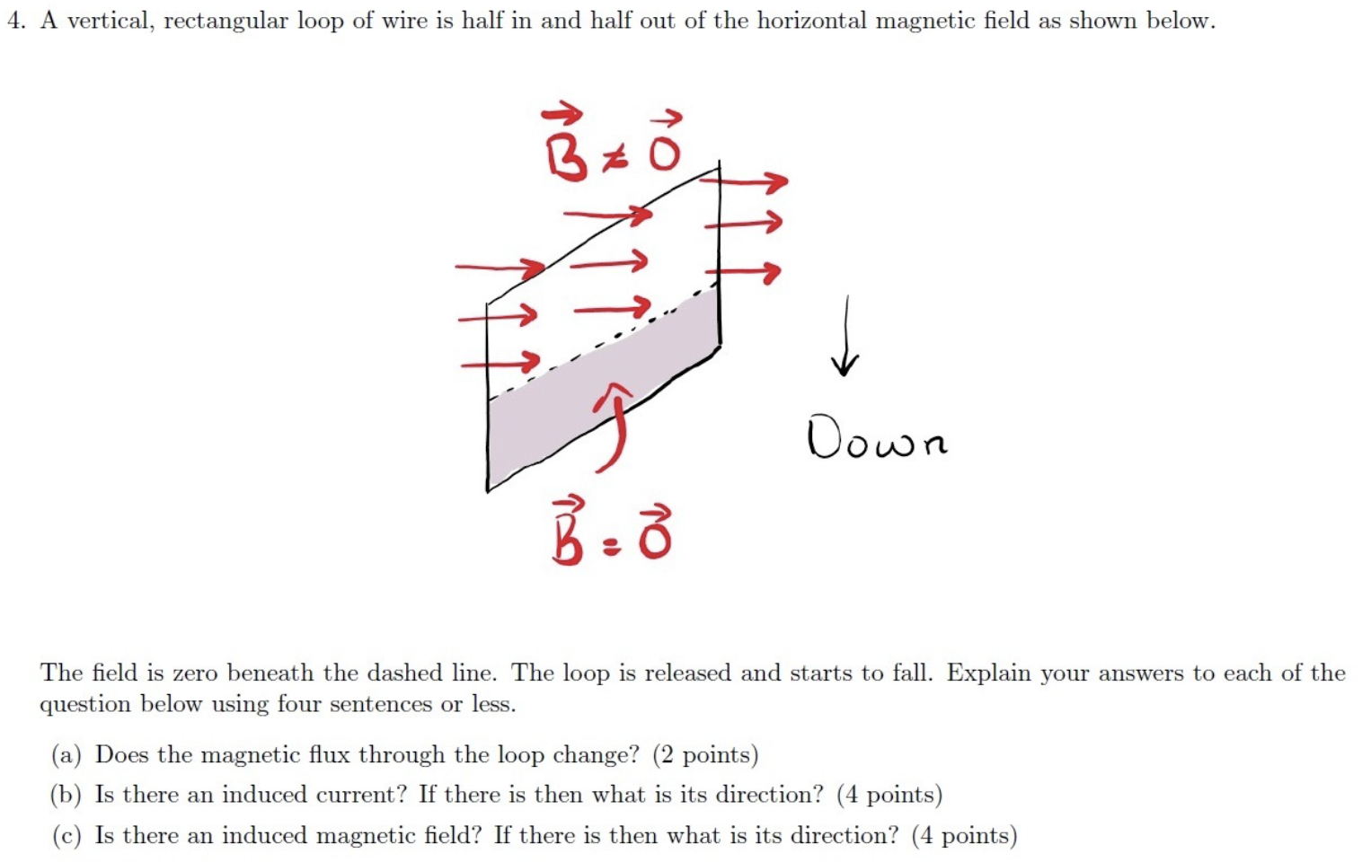 Solved 4. A vertical, rectangular loop of wire is half in | Chegg.com