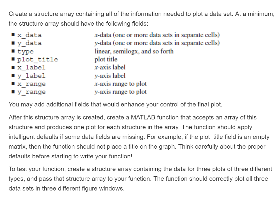 Solved Create a structure array containing all of the | Chegg.com