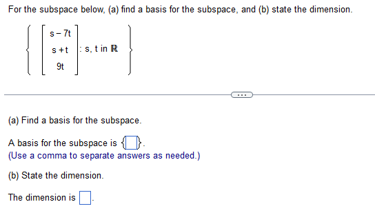 Solved For The Subspace Below, (a) Find A Basis For The | Chegg.com