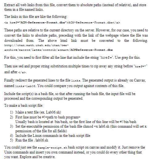 3. Lab assignment In HTML, links are indicated by the | Chegg.com