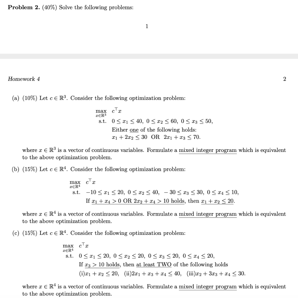 Problem 2. (40%) Solve The Following Problems: | Chegg.com