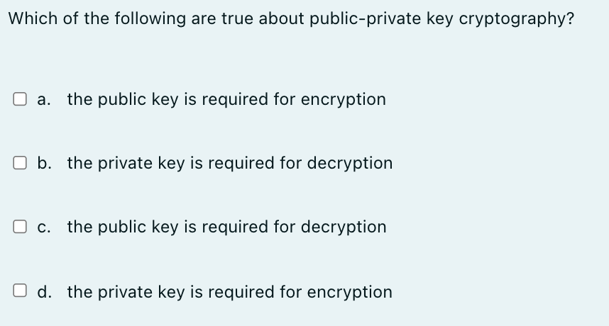 Solved Which Of The Following Are True About Public-private | Chegg.com