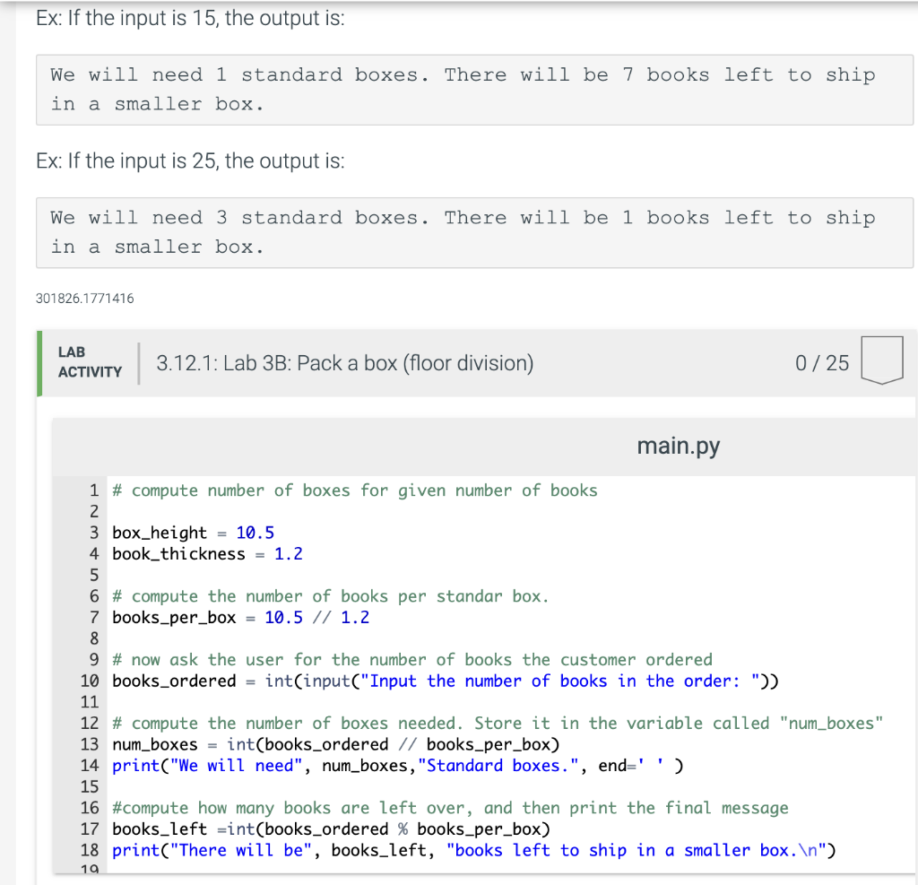 Solved Create a program using floored division and the | Chegg.com