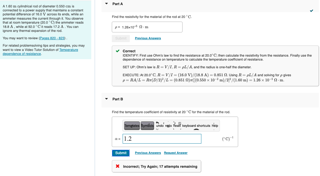 Solved Part B Find The Temperature Coefficient Of | Chegg.com