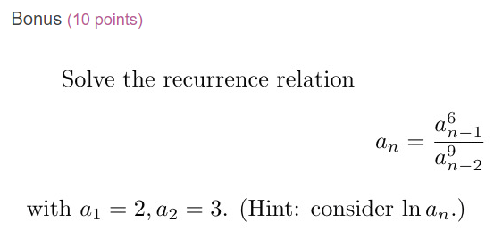 Solved Bonus (10 points) Solve the recurrence relation an-2 | Chegg.com