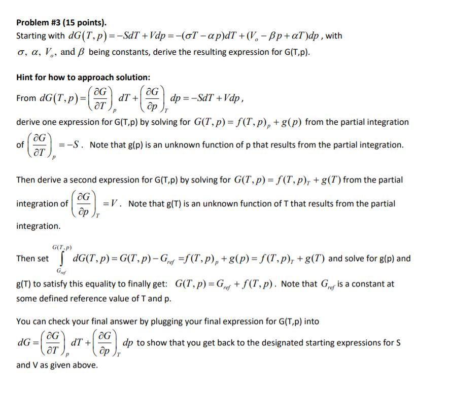 Solved Problem 3 15 Points Starting With Dg T P Sat Chegg Com