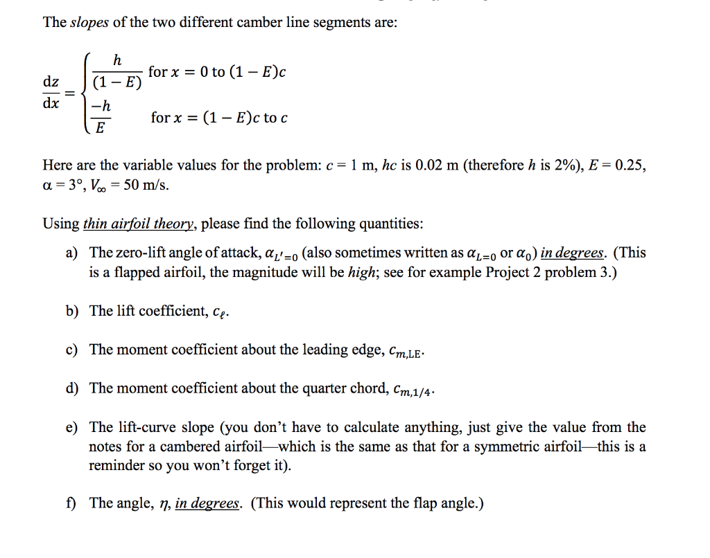 Solved The slopes of the two different camber line segments | Chegg.com