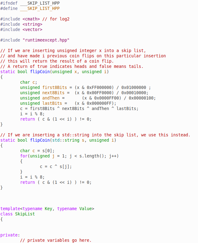 Iirements Fill in SkipList.hpp Your implementation | Chegg.com