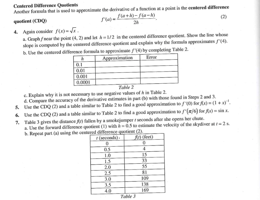 Solved Centered Difference Quotients nother formula that is