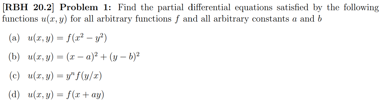 Solved [RBH 20.2] Problem 1: Find The Partial Differential | Chegg.com