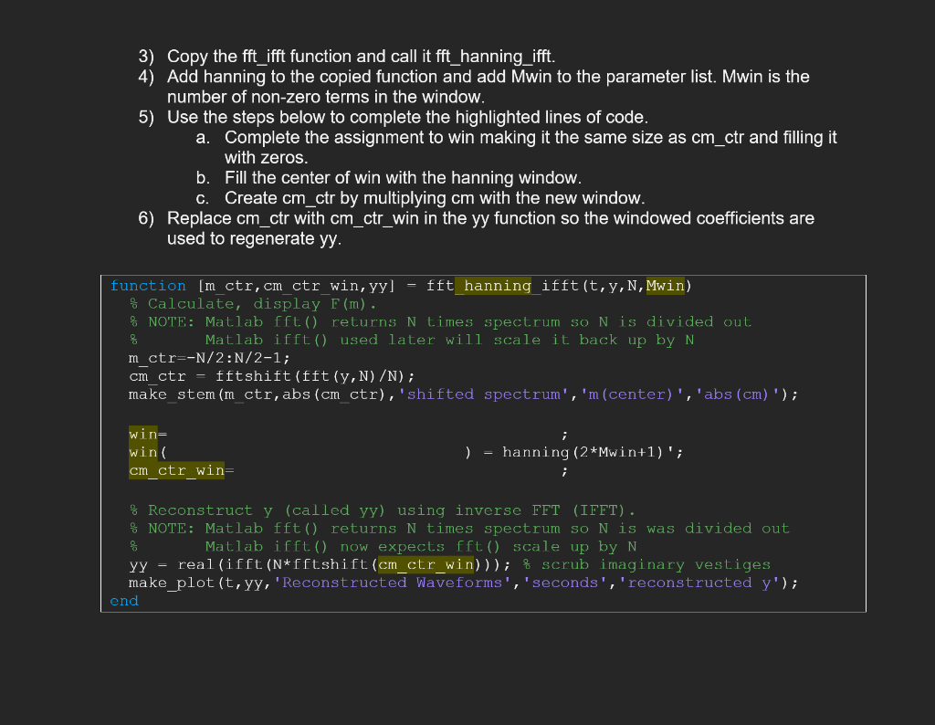 Section 1: FFT and IFFT – Create a new script for the | Chegg.com