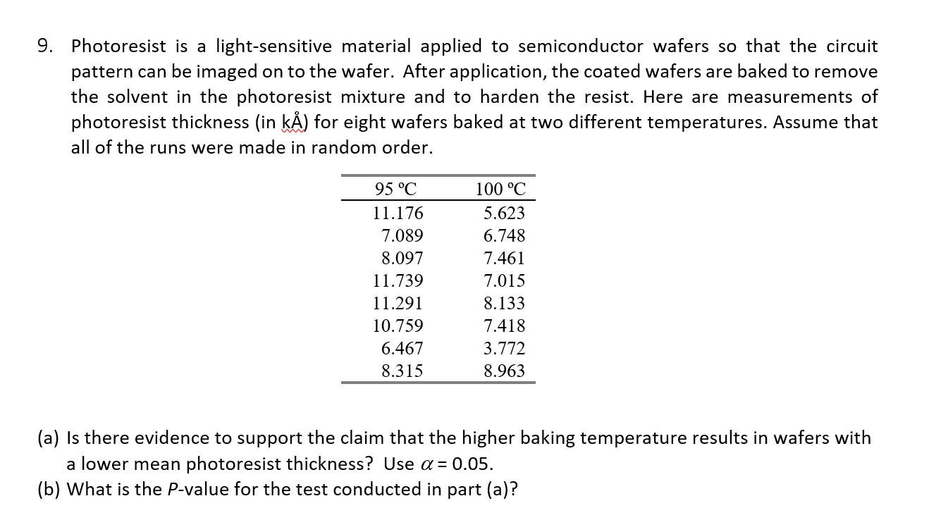 Solved 9. Photoresist is a lightsensitive material applied