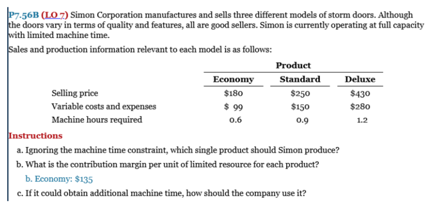 Solved |P7-56B (LO 7) Simon Corporation manufactures and | Chegg.com