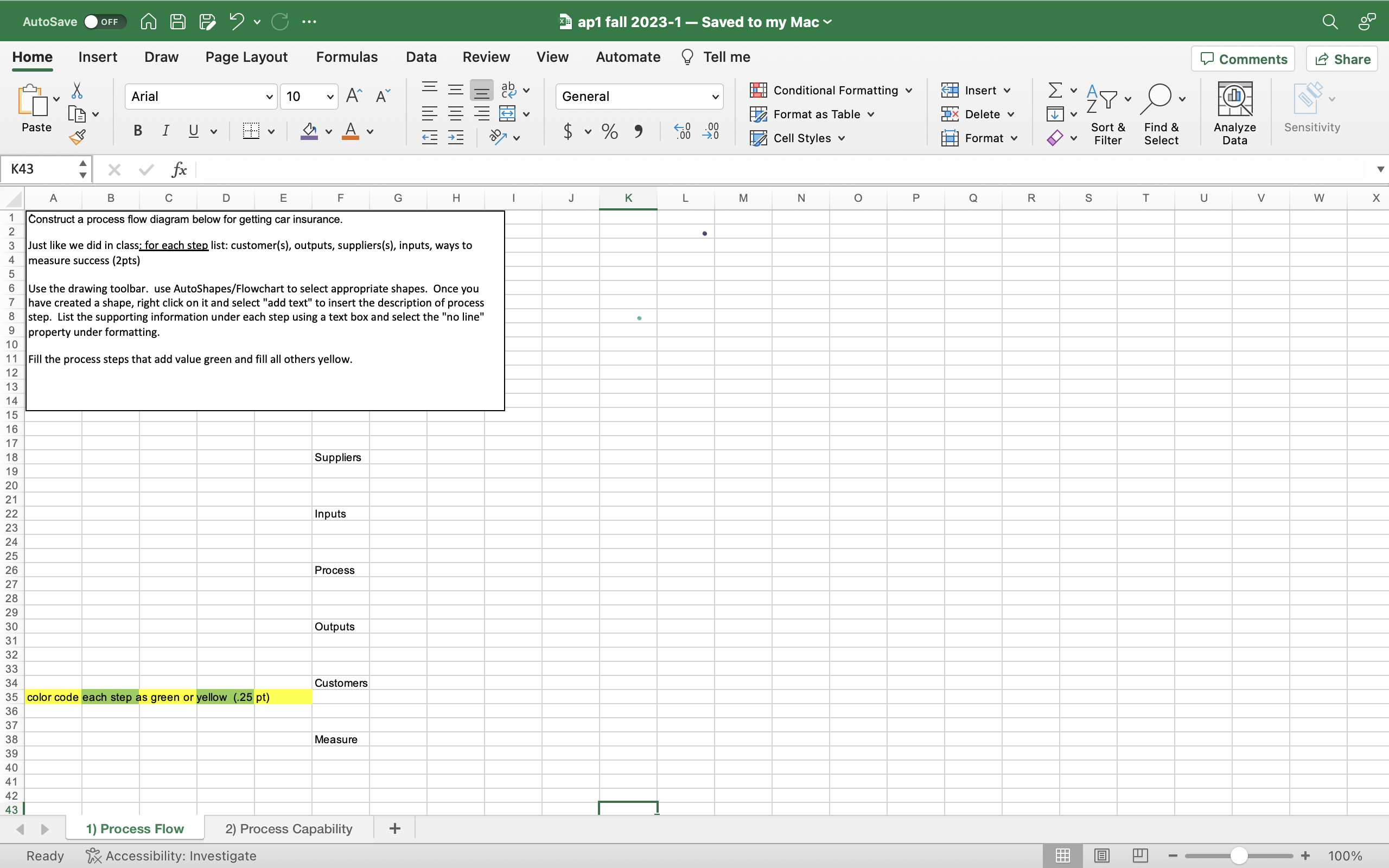 Solved AutoSave OFF ภ Home Insert Draw Page Layout Formulas | Chegg.com