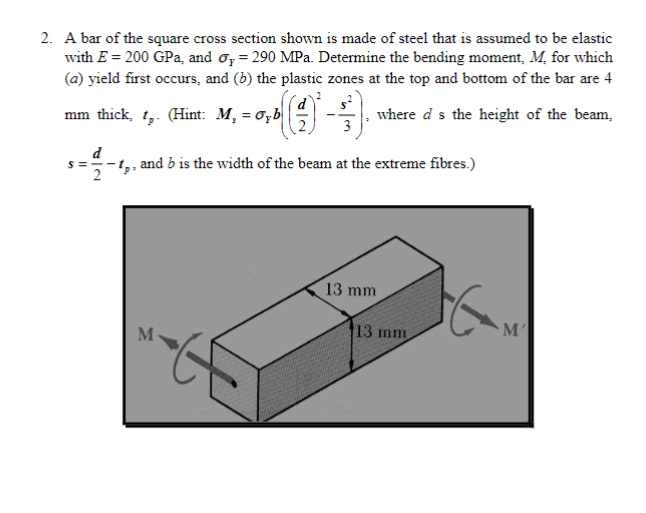 Solved 2. A bar of the square cross section shown is made of | Chegg.com