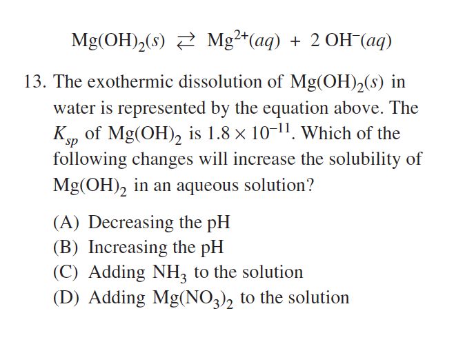 Solved AP Chemistry Problem! The answer in the key is A. | Chegg.com