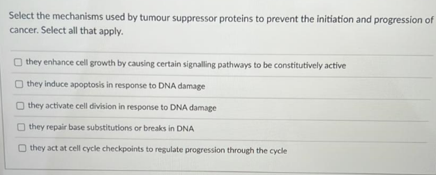 Solved Select the mechanisms used by tumour suppressor Biology Diagrams