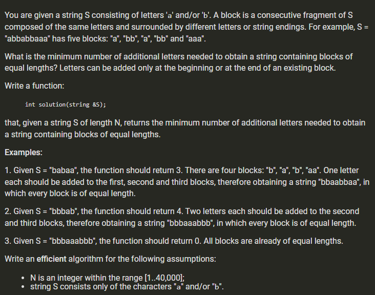 Solved You are given a string S consisting of letters 'a' | Chegg.com