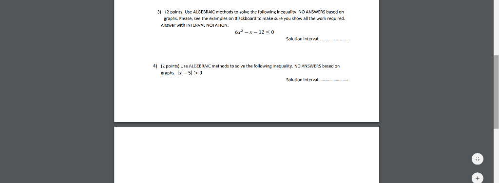 Solved 31 (2 points) Use ALGEBRAIC methods to solve the | Chegg.com