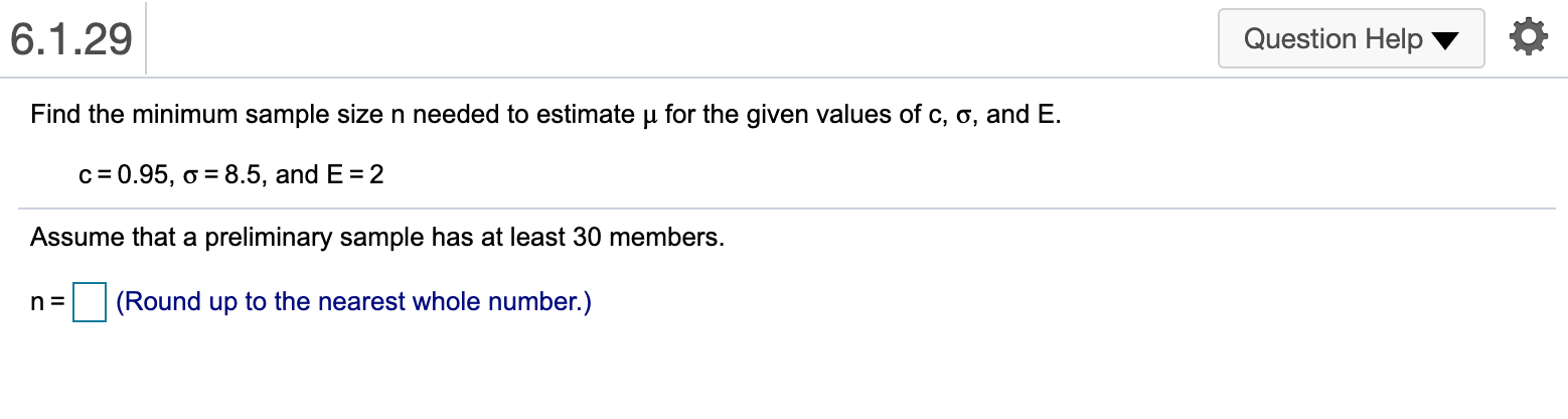 Solved 6.1.29 Question Help Find the minimum sample size n | Chegg.com