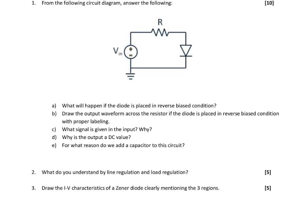 Solved 1. From the following circuit diagram, answer the | Chegg.com