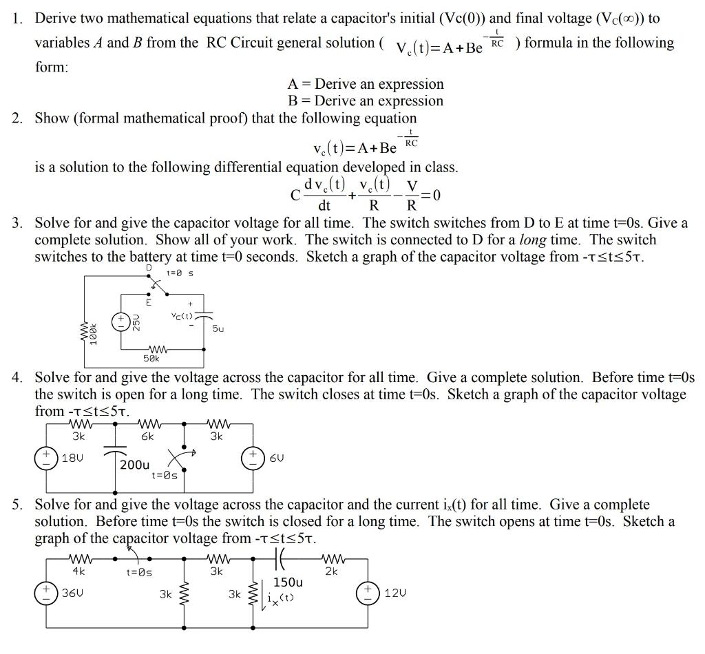 Solved 1. Derive two mathematical equations that relate a | Chegg.com