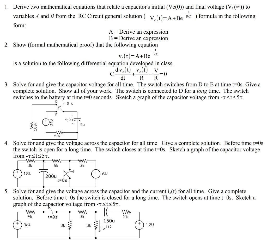 Solved 1. Derive two mathematical equations that relate a