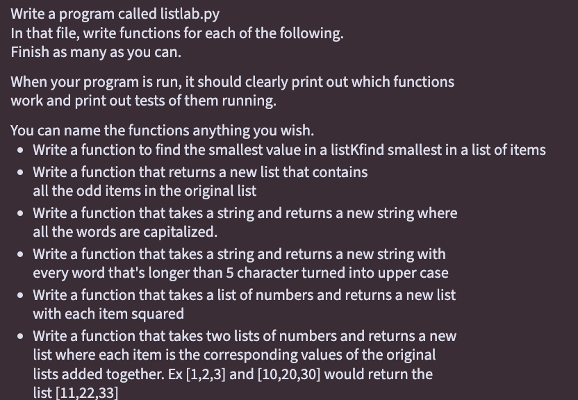 Solved Complete the following. The language is python. Make | Chegg.com