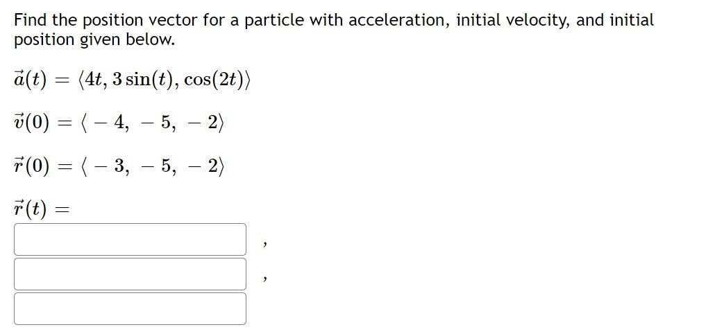 Solved Find the position vector for a particle with | Chegg.com