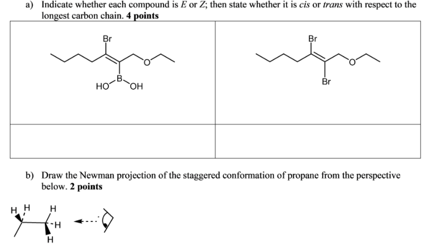 Solved a) Indicate whether each compound is E or Z; then | Chegg.com