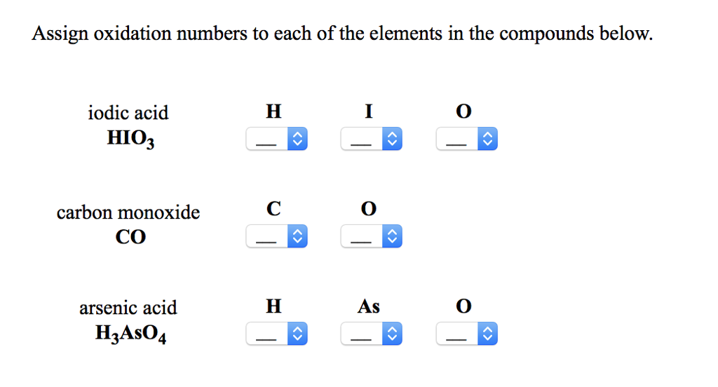 assign oxidation numbers to all of the elements in the species ccl4