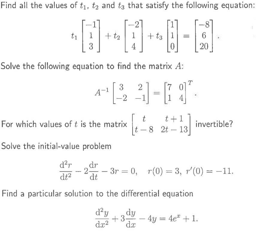 Solved Find all the values of t1,t2 and t3 that satisfy the | Chegg.com