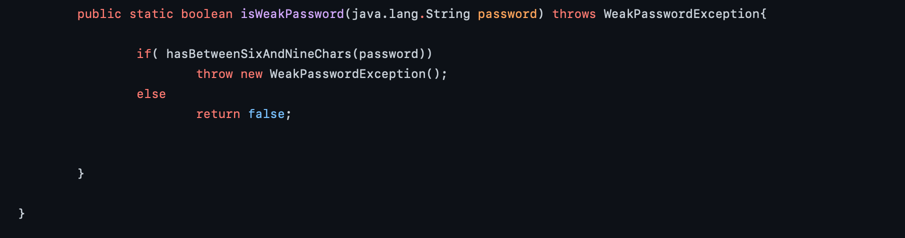 Solved public static boolean isWeakPassword(java.lang.String | Chegg.com