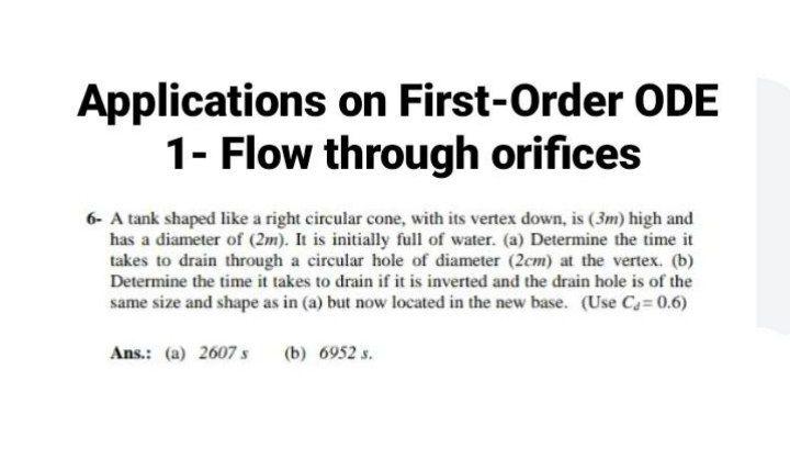 Solved Applications on First-Order ODE 1- Flow through | Chegg.com