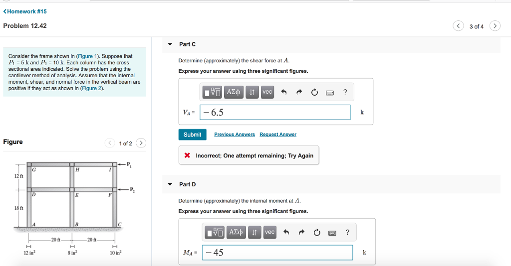Solved «Homework #15 Problem 12.42 3 of 4 Consider the frame | Chegg.com