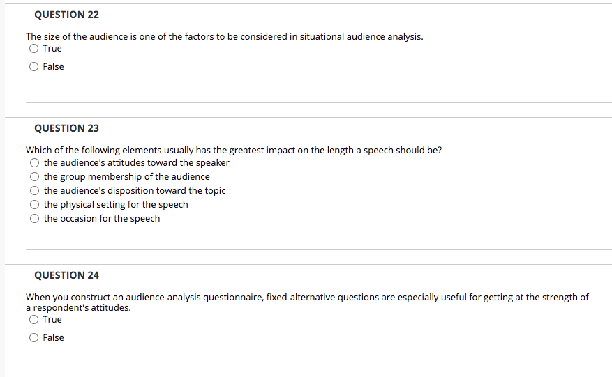 Solved QUESTION 22 The size of the audience is one of the | Chegg.com