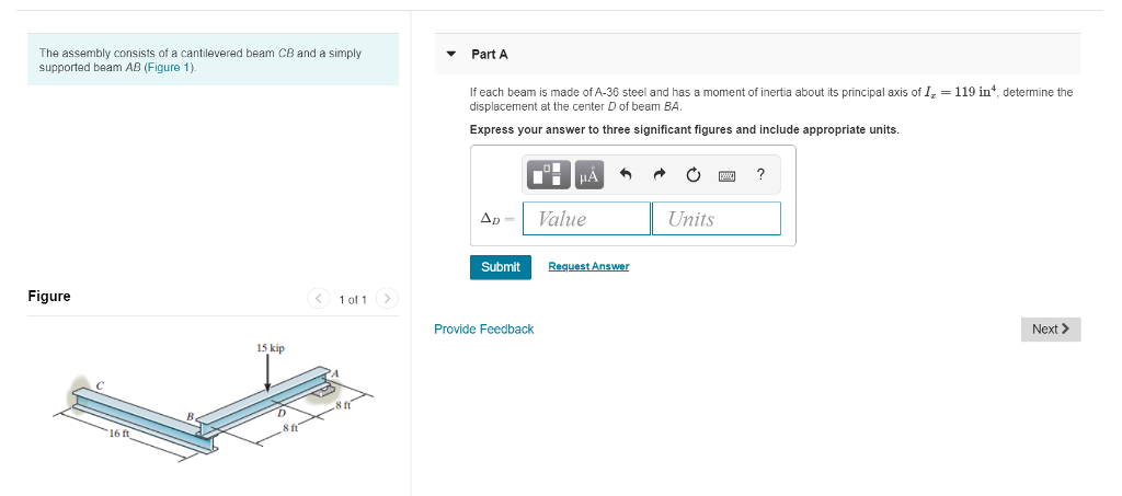 Solved The assembly consists of a cantilevered beam CB and a | Chegg.com