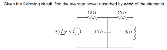 Solved Given the following circuit, find the average power | Chegg.com