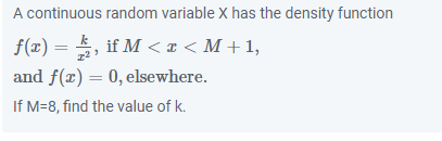 Solved A continuous random variable X has the density | Chegg.com