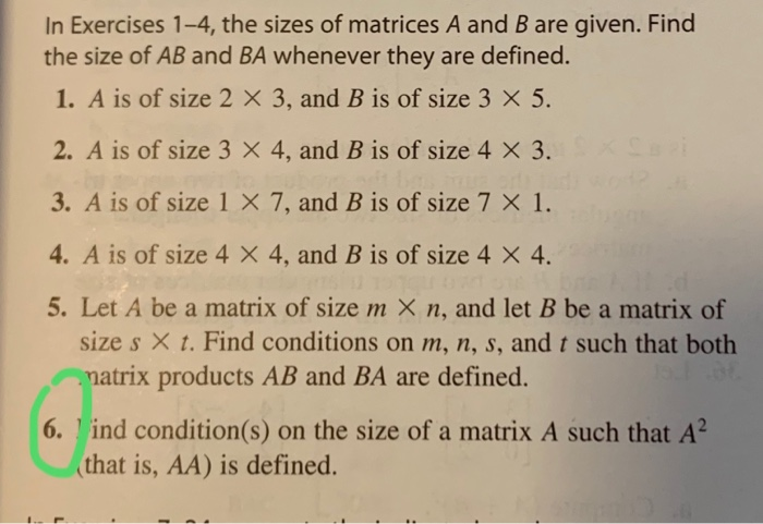 Solved In Exercises 1-4, the sizes of matrices A and B are | Chegg.com
